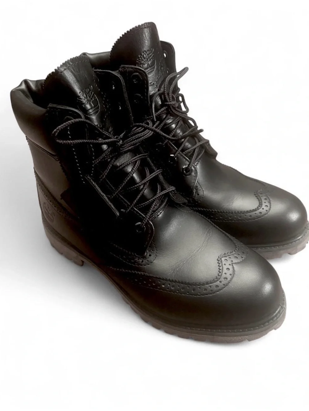 Timberland Premium Brogue Wingtip Boots Black Leather Men's Size 10 A16XJ